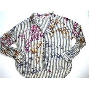 Anthropologie Pilcro The Tavi Floral Striped Button Front Blouse Medium